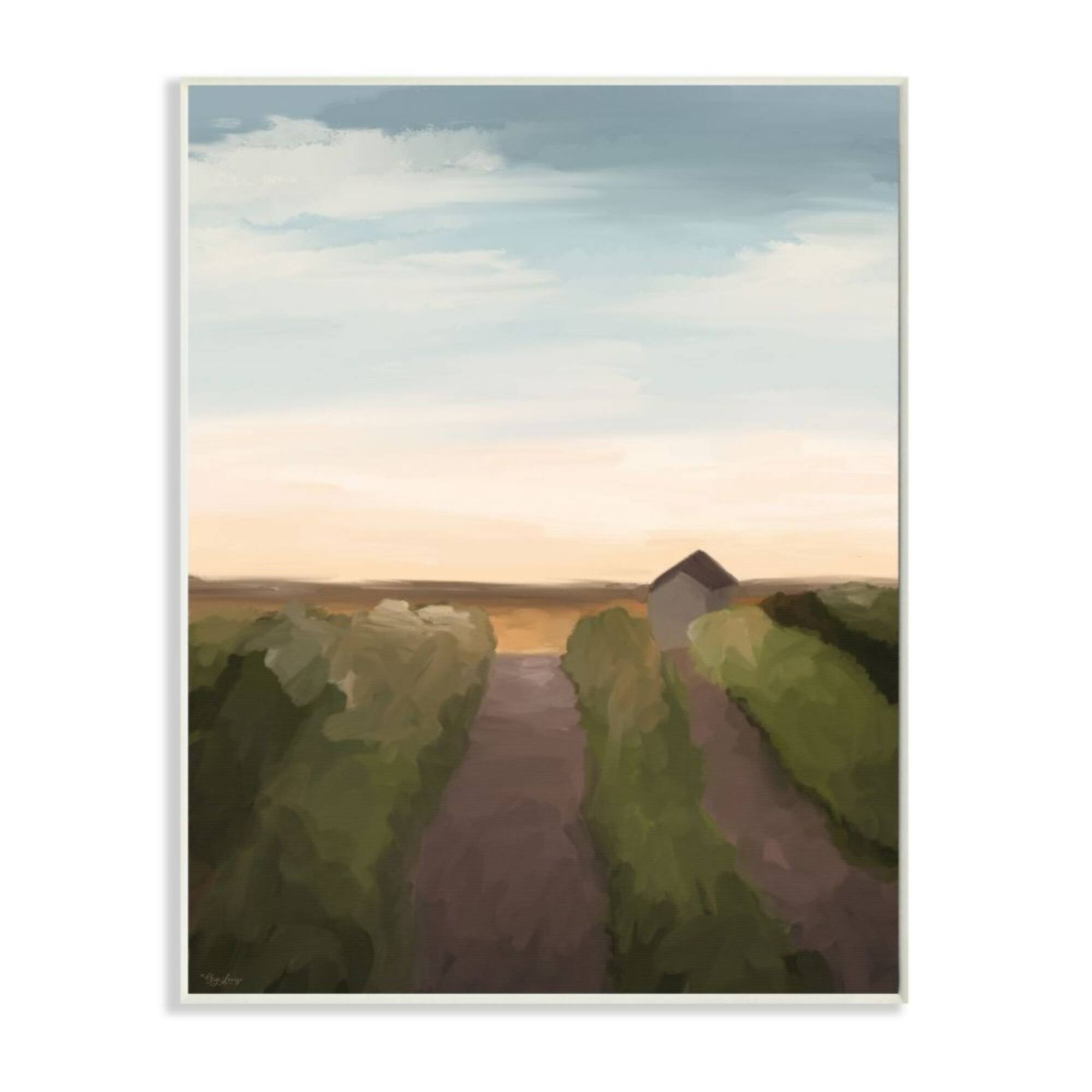 Stupell Industries Subtle Vineyard Landscape with Ombre Skyline Wall Plaque